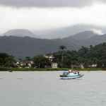 Boat in front of Paraty, Brazil